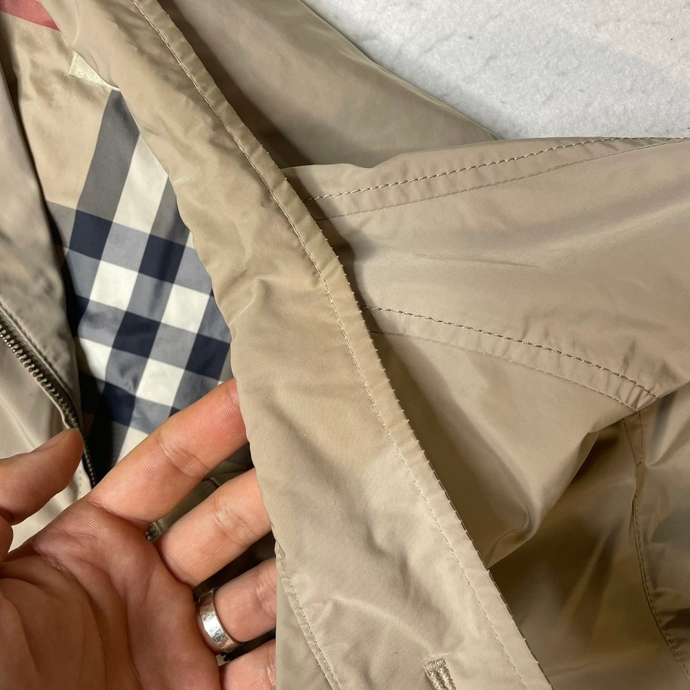 Burberry Harrington Jacket Mens Large Tan Nova Check Lining Lightweight Full Zip - Picture 8 of 15